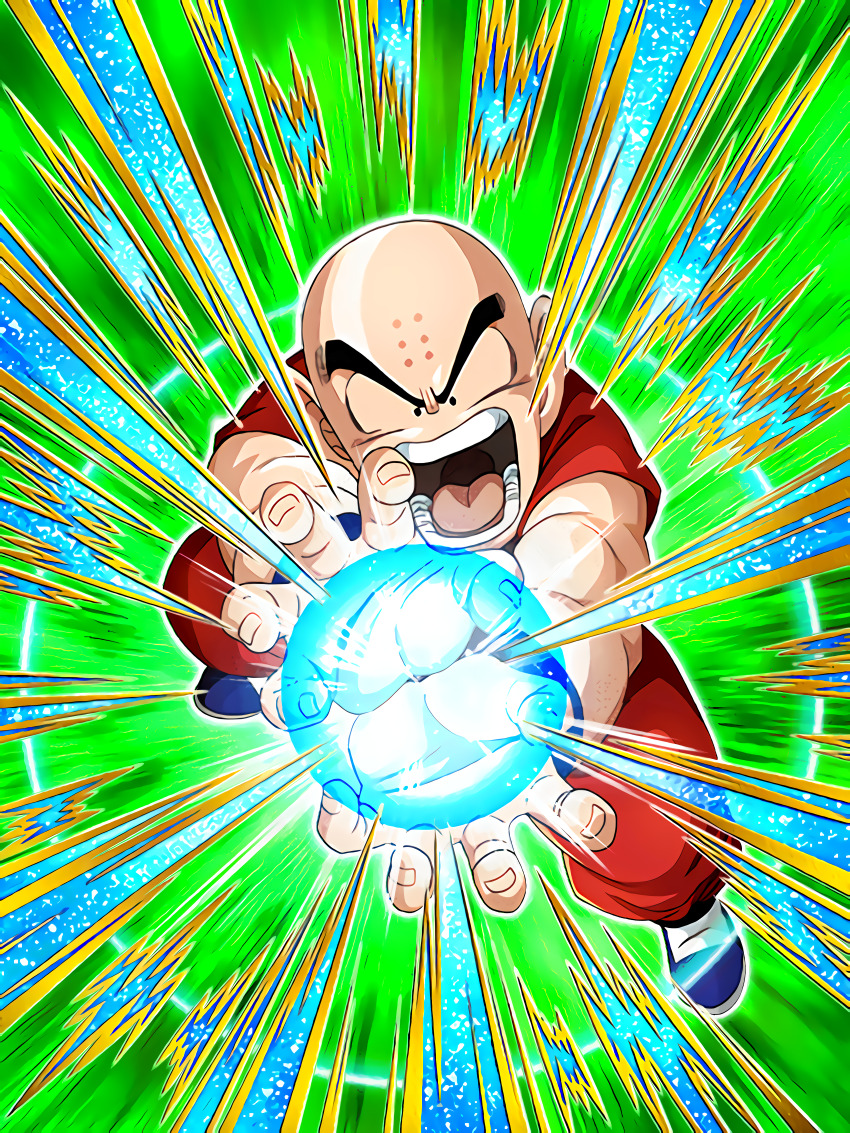 1boy absurdres bald bald_male dokkan_battle dragon_ball highres kamehameha_(dragon_ball) kuririn official_art solo tagme
