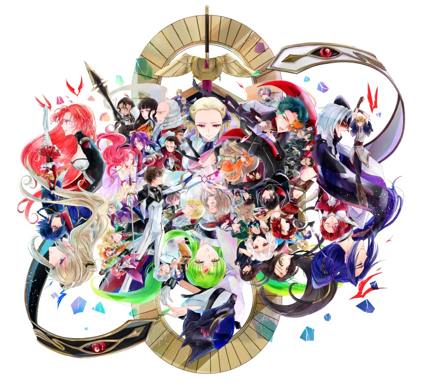 6+boys 6+girls albino andreas_darlton anya_alstreim asahina_shougo ashford_academy_school_uniform bartley_asprius beard bismarck_waldstein black_hair blonde_hair blue_eyes blue_hair bodysuit braid breasts brown_eyes brown_hair c.c. cape cecile_croomy charles_zi_britannia chiba_nagisa circlet cleavage closed_eyes clovis_la_britannia code_geass code_geass:_boukoku_no_akito code_geass:_soubou_no_oz cornelia_li_britannia dark_skin diethard_ried dorothea_ernst double_bun euphemia_li_britannia facial_hair facial_mark flat_chest floating_hair forehead_mark gilbert_g.p._guilford gino_weinberg glasses gloves green_eyes green_hair hair_bun headband high_ponytail highres holding holding_sword holding_weapon hyuuga_akito ilohasvio jean_rowe jeremiah_gottwald kannon_maldini knights_of_the_round_uniform kouzuki_kallen kururugi_suzaku leila_malcal lelouch_vi_britannia li_xingke lloyd_asplund long_hair luciano_bradley maid mao_(code_geass) marianne_vi_britannia marrybell_mel_britannia medium_breasts military military_uniform milly_ashford monica_kruszewski multiple_boys multiple_girls nina_einstein nonette_enneagram nunnally_vi_britannia ohgi_kaname oldrin_zevon orange_hair orpheus_zevon pilot_suit pink_hair ponytail purple_eyes purple_hair rakshata_chawla red_eyes red_hair rivalz_cardemonde rolo_lamperouge schneizel_el_britannia school_uniform senba_ryoga shin_hyuuga_shaingu shinozaki_sayoko shirley_fenette short_hair siblings skin_tight small_breasts sumeragi_kaguya sword tamaki_shin&#039;ichirou tianzi toudou_kyoushirou upside-down urabe_kousetsu v.v. very_long_hair villetta_nu weapon white_hair yellow_eyes