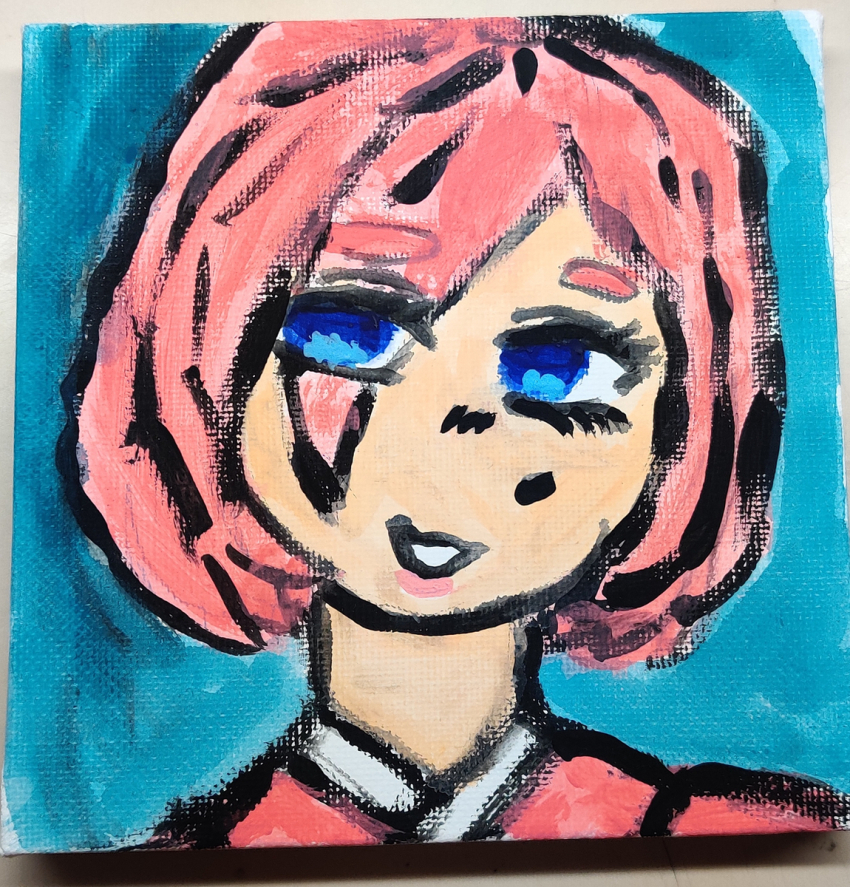 1girl canvas_(object) isekai_shikkaku painting_(medium) sacchan_(isekai_shikkaku) traditional_media