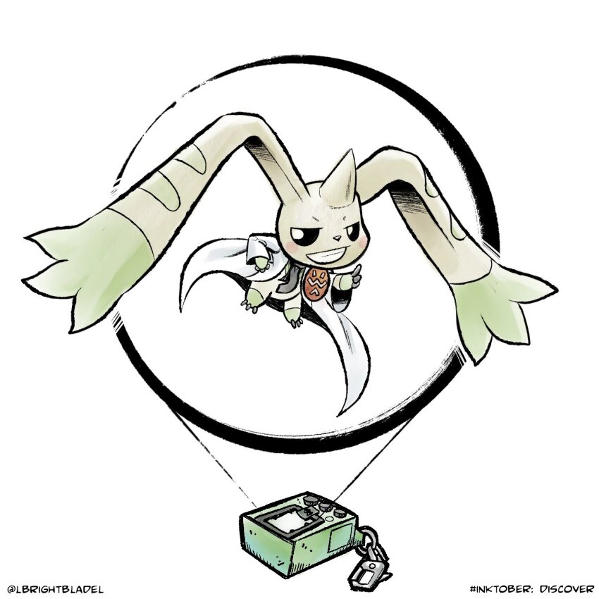 coat digimon digimon_(creature) highres necktie smile solo terriermon_assistant v-pet