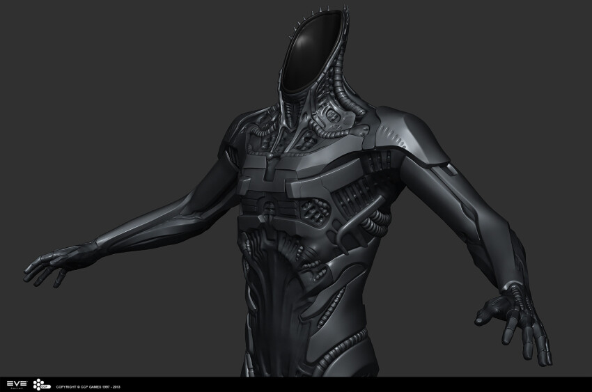 3d armor autodesk_3ds_max_(medium) bokaja_(jakob_falkenberg) commentary company_logo company_name copyright_logo copyright_name dated eve_online grey_background greyscale logo monochrome no_humans official_art realistic science_fiction simple_background zbrush_(medium)