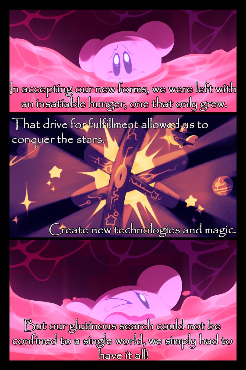 &gt;_o 1boy 3koma absurdres asphyxiation comic crying crying_with_eyes_open drowning english_text flashback flood highres kirby kirby_(series) kirby_star_allies nervous nintendo one-eyed one_eye_closed peril planet scared sepia star_(sky) sun tearing_up tears the_mad_fanatic typo void_termina void_termina_(final_core) wavy_eyebrows wavy_mouth