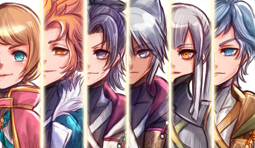 2girls 4boys black_hair blonde_hair blue_eyes blue_hair bragi_(kingdom_hearts) coat commentary dark_skin eraqus everyone fur_trim grey_eyes hermod_(kingdom_hearts) high_collar hood jacket kingdom_hearts kingdom_hearts_dark_road long_hair looking_at_viewer multiple_boys multiple_girls orange_eyes orange_hair short_hair tagme urd_(kingdom_hearts) vor_(kingdom_hearts) white_background white_hair xehanort yellow_eyes aged_down