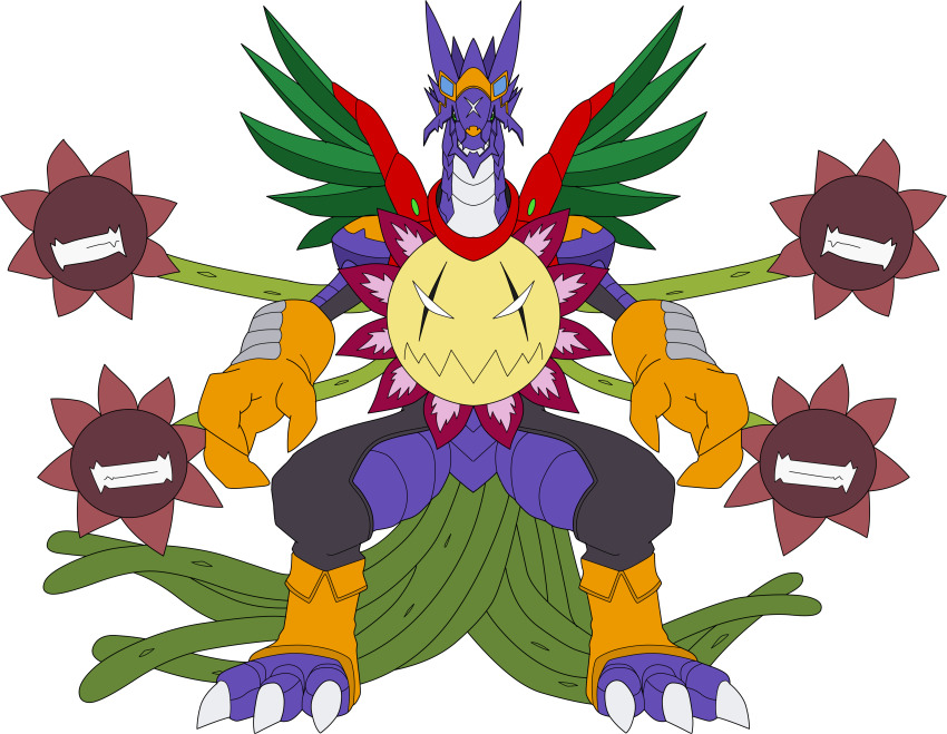 absurdres arresterdramon blossomon claws digimon digimon_(creature) digimon_xros_wars digimon_xros_wars:_toki_wo_kakeru_shounen_hunter-tachi dragon fusion highres solo transparent_background xros_up_arresterdramon_(blossomon)