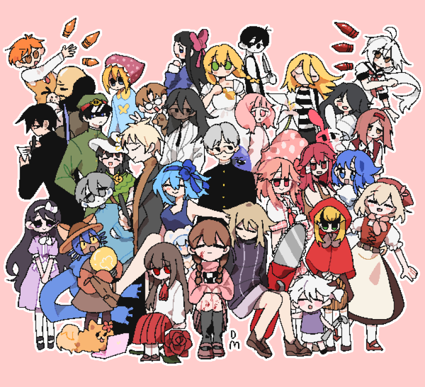 .flow absurdres akazukin_no_ookami ange_(gensou_otome_no_okashi_na_kakurega) ao_oni apron aya_drevis bald black_eyes black_hair blonde_hair blue_eyes blue_hair bow braid brown_eyes brown_hair chloe_ardenne claire_elford colored_skin dark-skinned_female dark_skin dimadima dr._eva_rosalene dr._neil_watts dreaming_mary flower gensou_otome_no_okashi_na_kakurega glasses gokuto_jihen green_eyes grey_hair highres hinata_(yanderella) hiroshi_(ao_oni) honoka_(yanderella) ib_(ib) ib_(kouri) kirisame_ga_furu_mori long_hair mad_father madotsuki majo_no_ie mary_(dreaming_mary) mix_ore multiple_boys multiple_girls nagisa_ichigaulait niko_(oneshot) omori omori_(omori) oneshot orange_hair pink_eyes pink_hair pom_(pom_gets_wi-fi) pom_gets_wi-fi purple_hair rachel_gardner red_bow red_eyes red_flower red_rose rose rosetta_(akazukin_no_ookami) sabitsuki saeki_(gokuto_jihen) saibou_shinkyoku satsuriku_no_tenshi short_hair simple_background suga_koutarou to_the_moon twin_braids urotsuki viola_(majo_no_ie) white_hair white_skin witch&#039;s_heart yanderella yume_2kki yume_nikki