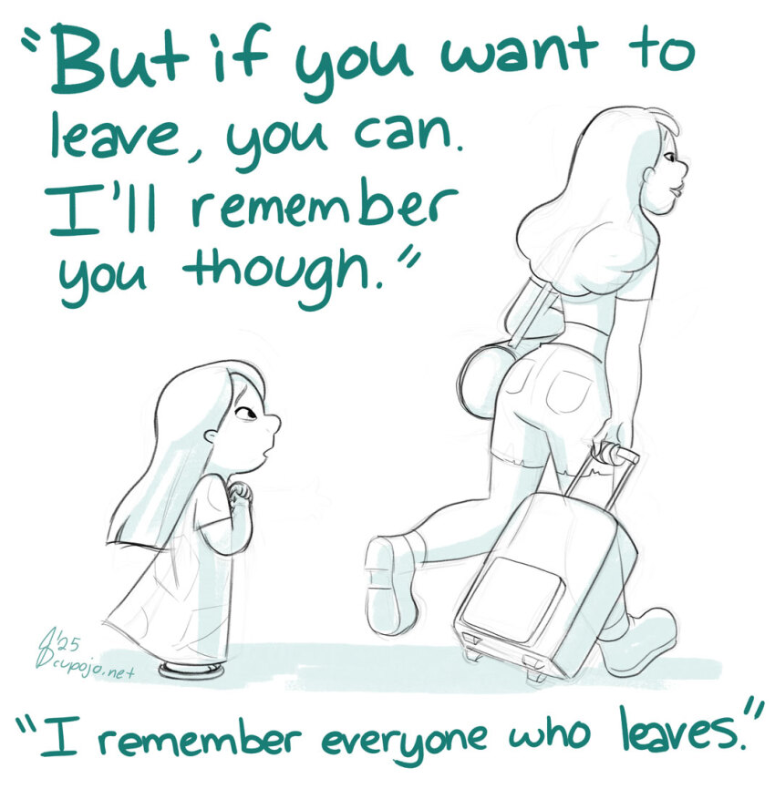2girls ass bag crop_top dress english_text from_side greyscale holding hug jothezette lilo_&amp;_stitch lilo_pelekai long_hair monochrome multiple_girls nani_pelekai profile rolling_suitcase short_sleeves shorts shoulder_bag siblings sisters suitcase