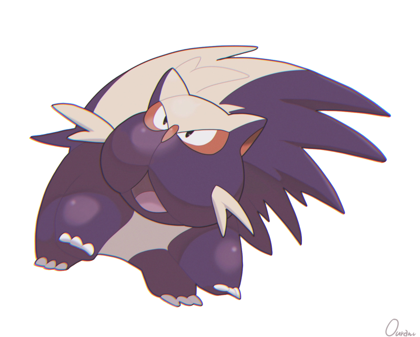absurdres black_eyes claws commentary_request full_body gen_4_pokemon highres nintendo no_humans open_mouth ouran pokemon pokemon_(creature) simple_background skunk solo stunky white_background