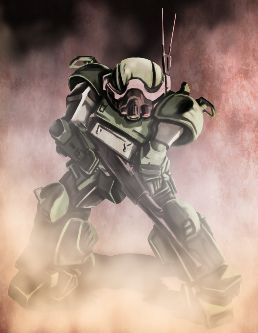 gun highres holding holding_gun holding_weapon masakatsu_(xg-70b) mecha no_humans robot scopedog soukou_kihei_votoms weapon