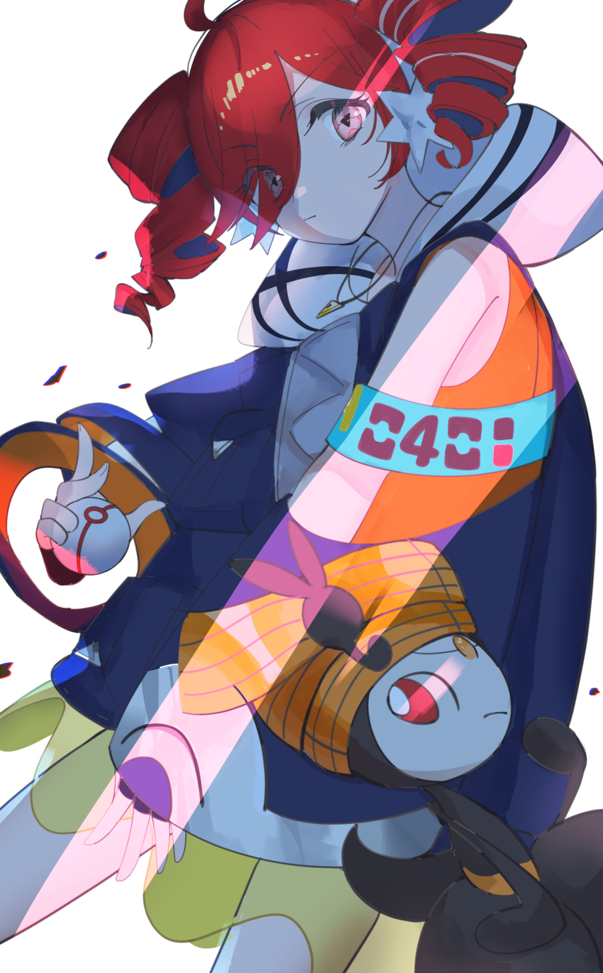 1girl absurdres gen_5_pokemon hieno_hiro highres kasane_teto legendary_pokemon meloetta meloetta_(pirouette) mythical_pokemon nintendo poke_ball pokemon project_voltage rival_teto_(project_voltage) utau vocaloid