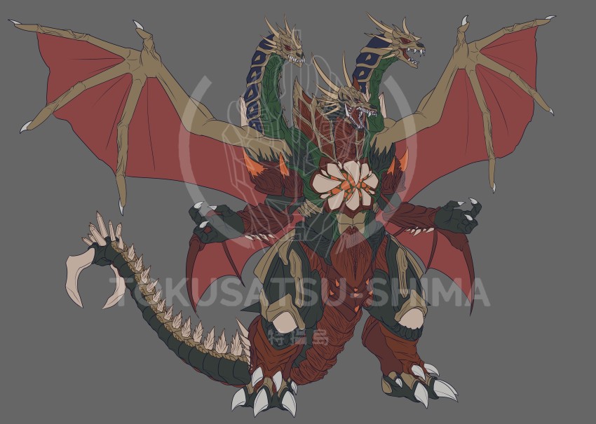abs absurdres alien bat_wings biollante bug claws creature crossover destoroyah dragon dragon_horns dragon_wings extra_wings fangs fusion giant giant_monster godzilla godzilla:_final_wars godzilla_(series) godzilla_vs._biollante godzilla_vs._destoroyah godzilla_vs._king_ghidorah godzilla_vs._spacegodzilla gold_skin head_wings highres horns jirahs kaiju king_ghidorah oversized_wings low_wings mini_wings monster monster_x multiple_heads muscular muscular_male no_humans open_mouth orga_(godzilla) plant red_eyes scales sepia sharp_teeth single_horn solo space_monster spacegodzilla spiked_tail spikes spines tail teeth toho tokusatsushima tsuburaya_productions ultra_series ultraman_(1st_series) wings zilla