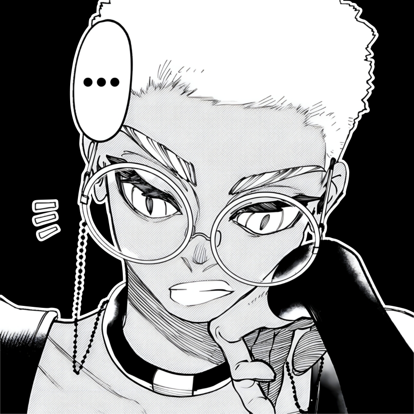 absurdres dark-skinned_female dark_skin gachiakuta glasses highres reading semiu_grier short_hair solo urana_kei white_hair