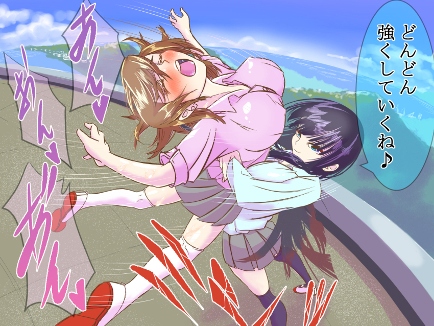 2girls artist_request catfight multiple_girls original ryona tagme wrestling yuri