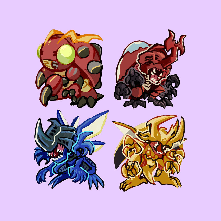 antennae atlurkabuterimon atlurkabuterimon_(red) bug claws digimon digimon_(creature) exoskeleton heraklekabuterimon highres horns kabuterimon rhinoceros_beetle sharp_teeth spikes teeth tentomon