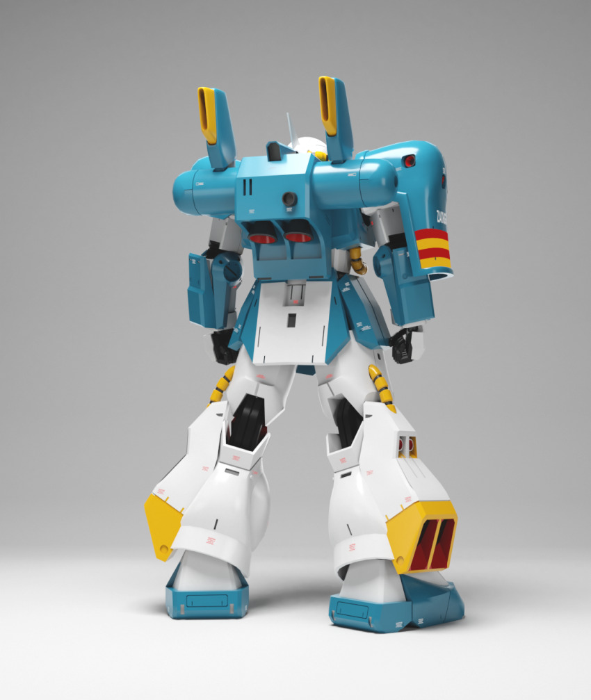 3d back cable char&#039;s_counterattack color_variation commentary_request derivative_work exposed_internal_machinery gassan_(7nan8ku) gradient_background grey_background gundam highres hizack hobby_hizack machinery mecha mecha_focus mobile_suit multiple_views one-eyed radio_antenna realistic redesign robot science_fiction thrusters vernier_thrusters