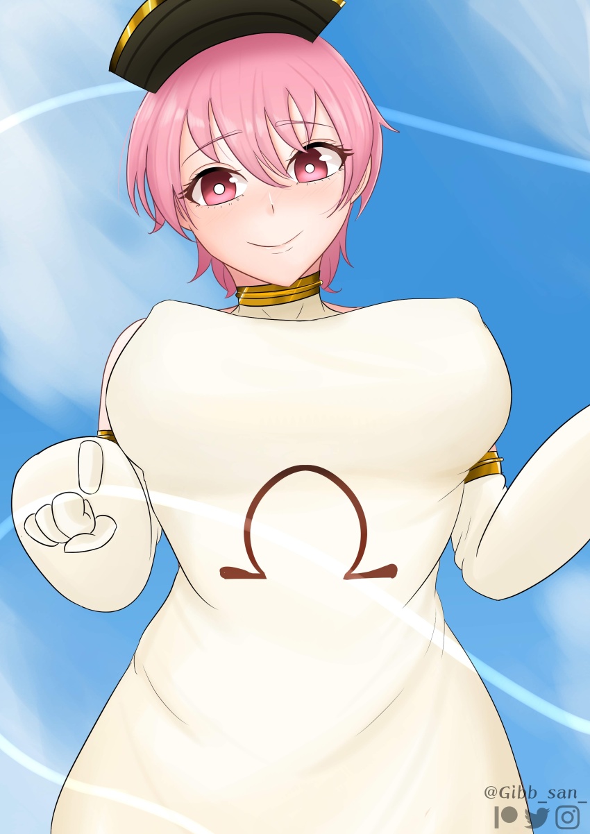 1girl absurdres blush breasts en&#039;en_no_shouboutai gibb_san highres kasugatani_inca large_breasts pink_hair short_hair smile