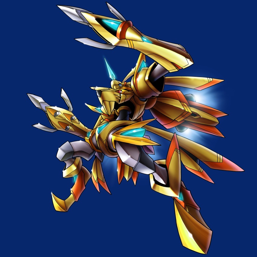 absurdres armor digimon flying full_armor highres horn rapidmon_x-antibody spikes