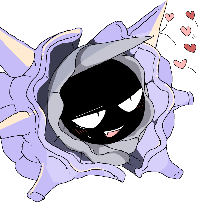 animal_focus black_eyes blush cloyster fang gen_1_pokemon half-closed_eyes happy heart highres looking_afar nintendo no_humans open_mouth pokemon pokemon_(creature) shell smile solo spikes sweat teeth yamada_(pixiv_24040206)