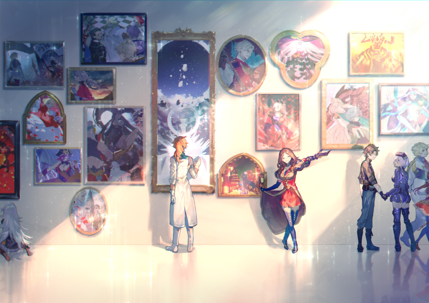 3boys 3girls abigail_williams_(fate) abigail_williams_(third_ascension)_(fate) anastasia_(fate) armor black_gloves blonde_hair blush breasts brown_hair closed_eyes elbow_gloves facial_hair facing_away facing_viewer fate/grand_order fate_(series) florence_nightingale_(fate) francis_drake_(fate) fujimaru_ritsuka_(male) fujimaru_ritsuka_(male)_(polar_chaldea_uniform) gilgamesh gilgamesh_(caster)_(fate) gilgamesh_(fate) gloves goredolf_musik highres indoors ishtar_(fate) ivan_the_terrible_(fate) james_moriarty_(archer)_(fate) jeanne_d&#039;arc_(fate) jeanne_d&#039;arc_(ruler)_(fate) jeanne_d&#039;arc_alter_(avenger)_(fate) jeanne_d&#039;arc_alter_(fate) kadoc_zemlupus lab_coat large_breasts leonardo_da_vinci_(fate) leonardo_da_vinci_(fate/grand_order) leonardo_da_vinci_(rider)_(fate) long_hair looking_at_another looking_away mash_kyrielight mash_kyrielight_(ortenaus) mebaru merlin_(fate) miyamoto_musashi_(fate) mordred_(fate) mordred_(fate/apocrypha) multiple_boys multiple_girls mustache nero_claudius_(fate) nero_claudius_(fate/extra) olga_marie_animusphere open_mouth ophelia_phamrsolone painting_(object) pink_hair romani_archaman scheherazade_(fate) seiza shi_huang_di_(fate) silver_hair sitting smile spoilers standing surtr_(fate) tiamat_(dragon)_(fate) tiamat_(fate) tohsaka_rin white_gloves