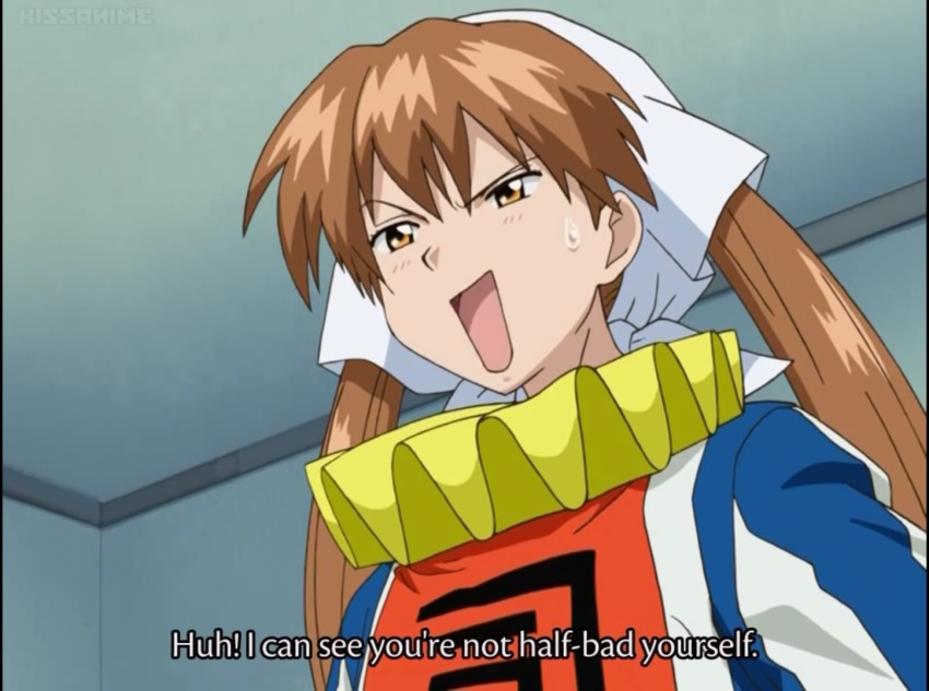 00s 1girl anime_screenshot female_focus muteki_kanban_musume neck_ruff onimaru_miki solo upper_body