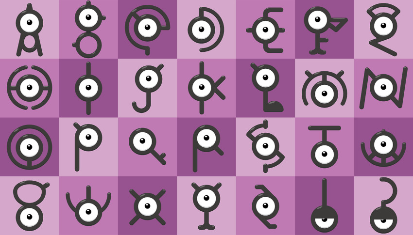 black_eyes commentary creature english_commentary full_body gen_2_pokemon looking_at_viewer nintendo no_humans pokemon pokemon_(creature) shawn_flowers unown unown_! unown_? unown_a unown_b unown_c unown_d unown_e unown_f unown_g unown_h unown_i unown_j unown_k unown_l unown_m unown_n unown_o unown_p unown_q unown_r unown_s unown_t unown_u unown_v unown_w unown_x unown_y unown_z