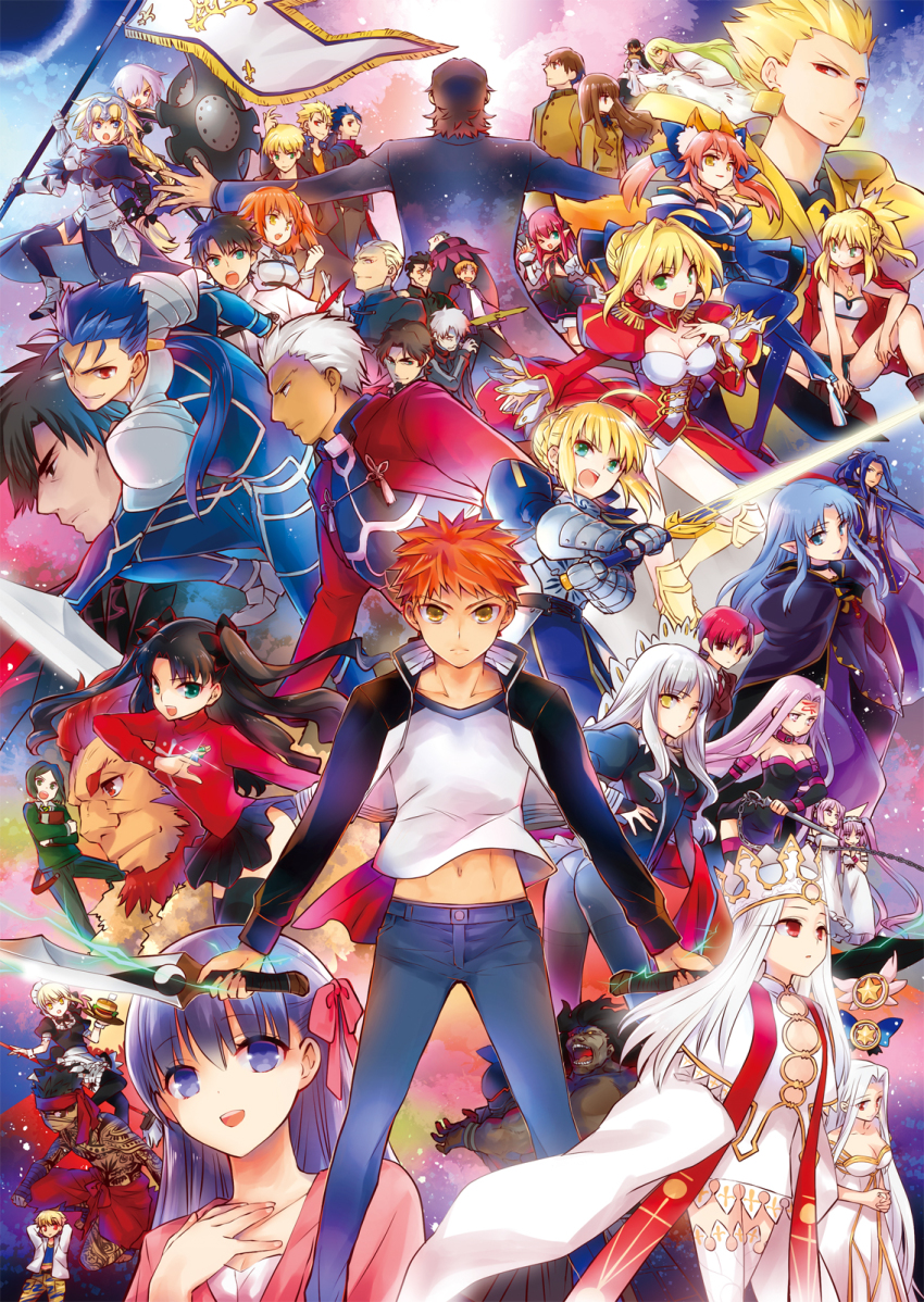 10s 6+boys 6+girls ahoge alternate_costume androgynous angra_mainyu_(fate) animal_ears apron archer_(fate) arm_garter armor armored_boots armored_dress arms_behind_head arthur_pendragon_(fate) artoria_pendragon_(fate) ass bandages bandeau bare_shoulders bazett_fraga_mcremitz beard beret berserker_(fate/zero) black_armor black_dress black_eyes black_footwear black_hair black_jacket black_legwear black_necktie black_pants black_ribbon black_shirt black_skirt black_suit blazer blonde_hair blouse blue_bodysuit blue_dress blue_eyes blue_hair blue_legwear blue_pants blue_ribbon blue_shirt body_armor bodysuit book boots bow bracelet braid breastplate breasts brown_eyes brown_hair brown_jacket burger capelet cardigan caren_hortensia cargo_shorts carnival_phantasm cassock child_gilgamesh_(fate) cleavage cleavage_cutout cloak clothing_cutout collar cropped_jacket crown cu_chulainn_(fate) cu_chulainn_(fate/prototype) cu_chulainn_(fate/stay_night) dark-skinned_male dark_skin denim diarmuid_ua_duibhne_(fate) diarmuid_ua_duibhne_(lancer)_(fate) dress dress_of_heaven dual_persona dual_wielding earrings elbow_gloves elizabeth_bathory_(fate) elizabeth_bathory_(fate/extra) elizabeth_bathory_(first_ascension)_(fate) emiya_kiritsugu emiya_shirou enkidu_(fate) enmaided epaulettes euryale_(fate) everyone excalibur_(fate/stay_night) facial_hair facial_mark fate/apocrypha fate/extra fate/extra_ccc fate/grand_order fate/hollow_ataraxia fate/kaleid_liner_prisma_illya fate/prototype fate/stay_night fate/strange_fake fate/zero fate_(series) faulds flag food formal_clothes fox_ears fox_tail from_above from_behind from_below from_side fujimaru_ritsuka_(female) fujimaru_ritsuka_(male) full-body_tattoo full_armor gae_bolg_(fate) gae_buidhe_(fate) gae_dearg_(fate) gauntlets gem gilgamesh_(fate) gilgamesh_(fate/prototype) gilles_de_rais_(caster)_(fate) gilles_de_rais_(fate) gloves goatee green_eyes green_hair green_sweater grey_eyes hair_between_eyes hair_bow hair_bun hair_over_one_eye hair_ribbon hair_slicked_back hand_on_own_chest hat headband headpiece heracles_(fate) heterochromia highres holding holding_book holding_sword holding_weapon illyasviel_von_einzbern irisviel_von_einzbern irisviel_von_einzbern_(angel&#039;s_song) iskandar_(fate) jacket japanese_clothes jeanne_d&#039;arc_(fate) jeanne_d&#039;arc_(ruler)_(fate) jeans jewelry juliet_sleeves kanshou_&amp;_bakuya_(fate) kayneth_archibald_el-melloi kishinami_hakuno_(female) kishinami_hakuno_(male) kotomine_kirei large_breasts leotard leotard_under_clothes loafers long_dress long_hair long_sleeves looking_at_viewer looking_away magical_ruby magical_sapphire maid maid_apron maid_headdress mash_kyrielight matou_kariya matou_sakura medea_(caster)_(fate) medea_(fate) medium_breasts medusa_(fate) medusa_(rider)_(fate) miniskirt mop mordred_(fate) mordred_(fate/apocrypha) mordred_(memories_at_trifas)_(fate) multiple_boys multiple_girls nameless_dagger_(fate) necklace necktie nero_claudius_(fate) nero_claudius_(fate/extra) orange_hair outstretched_arms pants pantyhose pauldrons pink_hair pleated_skirt ponytail puffy_short_sleeves puffy_sleeves purple_cloak purple_dress purple_eyes purple_hair purple_jacket raglan_sleeves red_dress red_eyes red_hair red_headband red_jacket red_shirt red_sweater ribbon roaring robe saber_(fate) saber_alter sasaki_kojirou_(fate) school_uniform see-through_clothes see-through_legwear shield shirt shoes short_hair short_shorts short_sleeves shorts shoulder_armor siblings side_slit single_braid single_hair_bun sisters skirt sleeves_past_wrists spiked_hair standard_bearer star_(symbol) stheno_(fate) strapless strapless_dress striped_necktie striped_neckwear suit sweater sword tail tamamo_(fate) tamamo_no_mae_(fate) tassel tattoo thighband_pantyhose thighhighs tine_chelc tohsaka_rin tohsaka_tokiomi track_jacket trap tube_dress twins twintails two_side_up uryuu_ryuunosuke very_long_hair waist_cape waver_velvet wavy_hair weapon white_dress white_hair white_jacket white_legwear white_shirt wistful wolf yakan_(kusogaki_teikoku) yellow_eyes yellow_shirt zettai_ryouiki