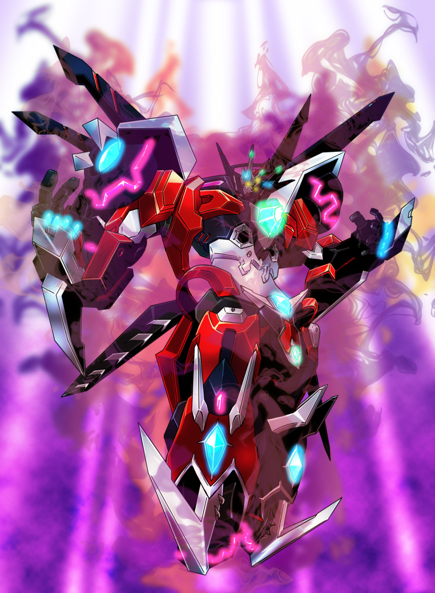 aura full_body glowing glowing_eyes gravalin highres mecha no_humans open_hands oro_(0117002) robot science_fiction solo super_robot super_robot_wars super_robot_wars_30 yellow_eyes