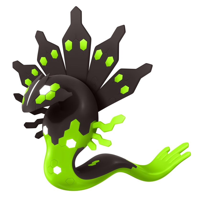 3d absurdres animal_focus artist_request compound_eyes full_body gen_6_pokemon green_eyes highres legendary_pokemon nintendo no_humans official_art pokemon pokemon_(creature) pokemon_focus pokemon_legends:_z-a simple_background solo third-party_source white_background zygarde zygarde_(50)