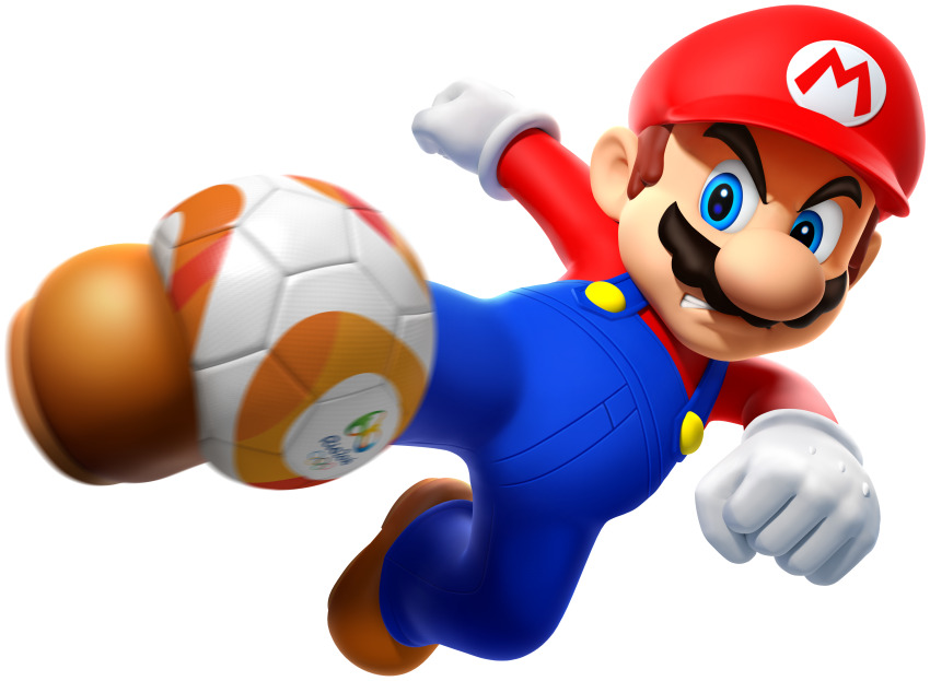 1boy 2016_summer_olympics 3d absurdres arms_up ball big_nose blue_eyes blue_overalls brown_hair brown_shoes buttons cabbie_hat clenched_hands clenched_teeth clothes_writing facial_hair full_body gloves hat highres jumping kicking leg_up long_sleeves male_focus mario mario_&amp;_sonic_(series) mario_&amp;_sonic_at_the_rio_2016_olympic_games mario_(series) motion_blur mustache nintendo official_art olympic_rings olympics outstretched_arm overalls red_hat red_shirt serious shirt shoes short_hair simple_background soccer soccer_ball solo teeth third-party_source transparent_background v-shaped_eyebrows white_gloves