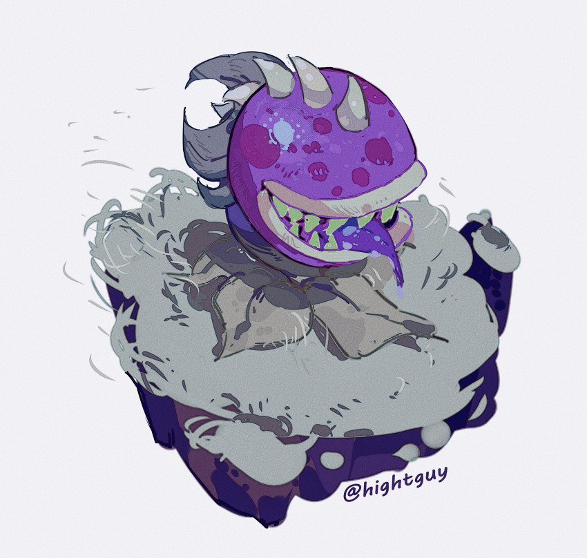 absurdres chomper colored_tongue grass highres hightguy leaf long_tongue plant plants_vs_zombies purple_tongue sharp_teeth spikes teeth tongue white_background