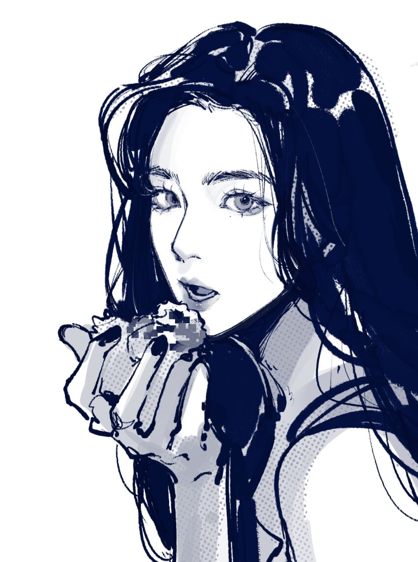 1girl eyelashes greyscale highres irene_(red_velvet) k-pop long_hair monochrome open_mouth profile real_life red_velvet_(group) simple_background solo upper_body yuanwei_shaoya