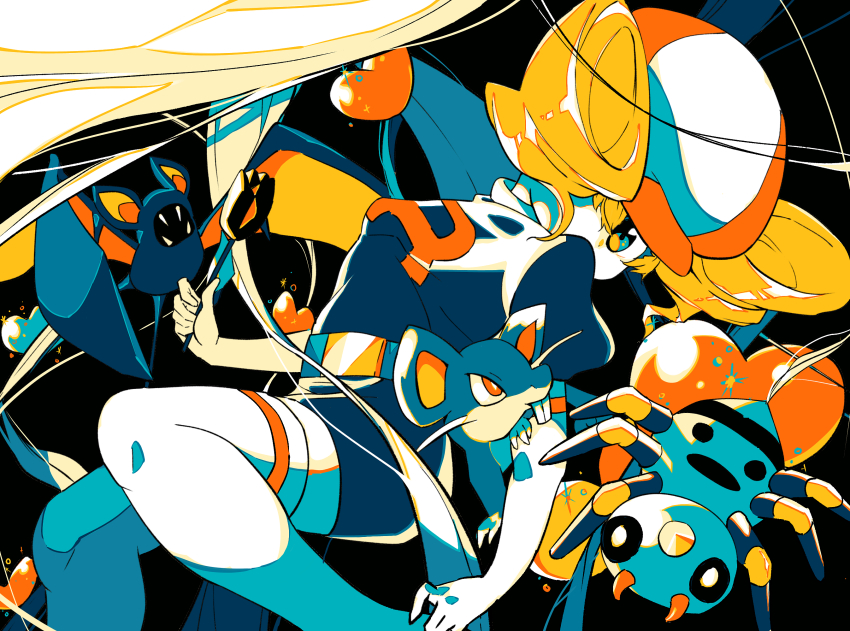 1girl belt blonde_hair boots bug domino_(pokemon) drill_hair drill_sidelocks elbow_gloves gen_1_pokemon gen_2_pokemon gloves heart highres miniskirt nintendo p_em pokemon pokemon_(anime) pokemon_(classic_anime) pokemon_(creature) pokemon_ep231 rattata sidelocks skirt spider spinarak team_rocket team_rocket_grunt thigh_boots thighhighs wendy_(pokemon) zubat