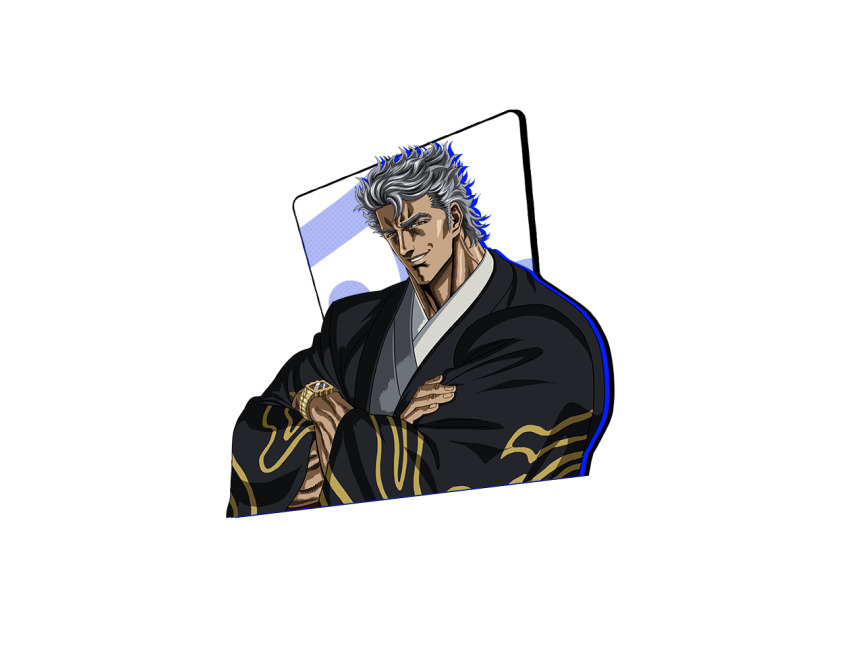 1boy game_cg grey_hair hara_tetsuo japanese_clothes kimono m_hold’em official_art short_hair solo tachi-e transparent_background