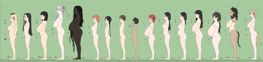 6+girls absurdres akane_(kuzukago_bitchmaker) amputated_arm amputee animal_ears bare_shoulders black_hair blonde_hair blush breasts breasts_out brown_eyes brown_hair byakuya_(kuzukago_bitchmaker) closed_mouth colored_skin completely_nude dark-skinned_female dark_skin elvira_vikander flat_chest from_side full_body green_background height_chart height_difference highres houjiro_towako_(kuzukago) houjiro_yoriko_(kuzukago) huge_areolae huge_breasts kuzukago_(bitchmaker) kyokuya_(kuzukago_bitchmaker) large_areolae large_breasts long_hair looking_at_viewer lucie_(kuzukago_bitchmaker) measurements measuring measuring_cup medium_breasts medium_hair momo_(kuzukago_bitchmaker) multiple_girls nude open_mouth orange_hair original pale_skin red_hair reference_sheet rinne_(kuzukago_bitchmaker) rosemary_cox sagging_breasts short_hair shortstack sideboob simple_background small_breasts smile standing straight_hair tagme tail topless_female towako_(kuzukago_bitchmaker) tsukiya_(kuzukago_bitchmaker) ume-chan_(kuzukago_bitchmaker) very_long_hair viola_vikander white_hair white_skin yoriko_(kuzukago_bitchmaker) yukiya_(kuzukago_bitchmaker