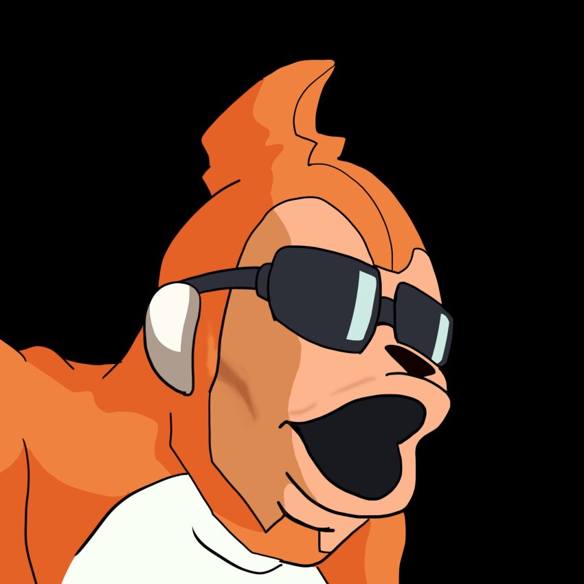 1boy costume digimon digimon_(creature) etemon highres male_focus meme open_mouth pogchamp_(meme) solo sunglasses