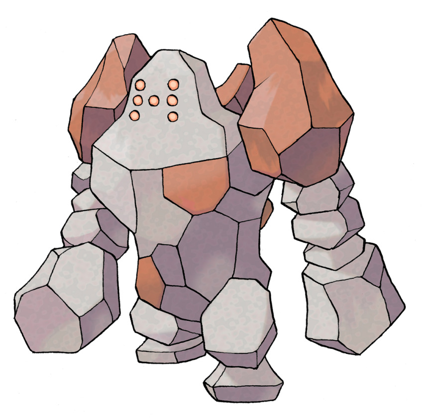 full_body gen_3_pokemon golem legendary_pokemon nintendo no_humans official_art pokemon pokemon_(creature) pokemon_focus pokemon_rse regirock solo standing sugimori_ken third-party_source transparent_background