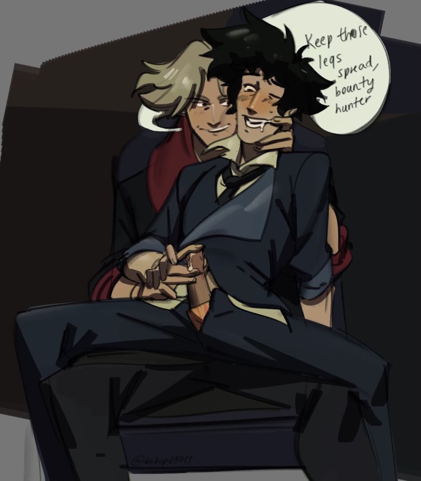 1boy 1girl cowboy_bebop cum highres one_eye_closed penis spike_spiegel tagme victoria_terpsichore