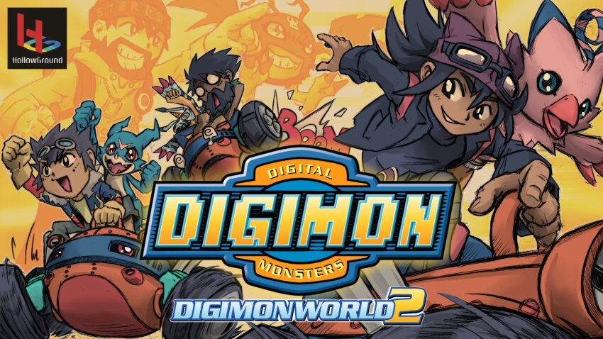 cosplay digibeetle digimon digimon_(creature) digimon_world_2 gabumon goggles goggles_on_head hat highres looking_at_another mameo mameo_(digimon)_(cosplay) motomiya_daisuke original picodevimon piyomon smile solo v-mon wheel