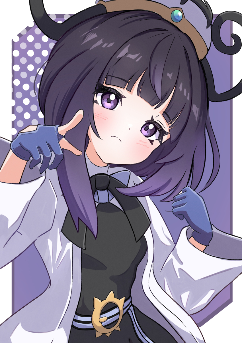 absurdres gloves gwynn_(pokemon) highres pokemon pokemon_legends:_z-a purple_eyes purple_hair rono_(lethys) solo
