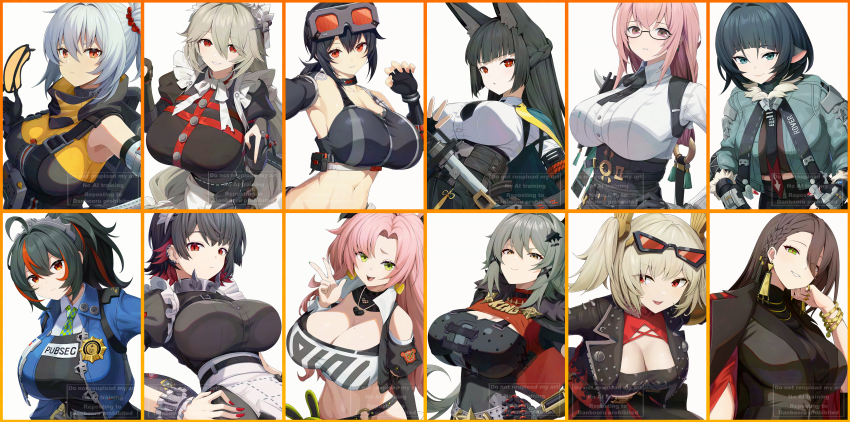 6+girls absurdres alexandrina_sebastiane animal_ear_fluff animal_ears asamura_hiori black_gloves black_hair black_necktie black_skirt blue_jacket blunt_bangs breasts brown_eyes burnice_white caesar_king_(zenless_zone_zero) cleavage colored_inner_hair commentary_request crop_top dress_shirt earrings ellen_joe fingerless_gloves fingernails fox_ears fox_girl fur-trimmed_jacket fur_trim glasses gloves goggles goggles_on_head grace_howard green_eyes green_jacket hair_between_eyes hairband high-waist_skirt highres holding holding_removed_eyewear holding_sword holding_weapon hoshimi_miyabi huge_breasts jacket jane_doe_(zenless_zone_zero) jewelry katana large_breasts light_brown_hair long_hair looking_at_viewer maid maid_headdress metal_hairband mole mole_on_breast mouse_girl mouse_tail multicolored_hair multiple_girls nail_polish navel necktie nicole_demara open_mouth orange_eyes orange_hair parted_lips partially_fingerless_gloves pink_eyes pink_hair police police_uniform policewoman ponytail red_eyes red_nails sample_watermark sarah_(zenless_zone_zero) serious shark_girl shirt short_hair sidelocks simple_background single_fingerless_glove skirt smile soldier_11_(zenless_zone_zero) streaked_hair sword tail tsukishiro_yanagi two-tone_hair unworn_eyewear upper_body watermark weapon white_background white_hair white_shirt zenless_zone_zero zhu_yuan