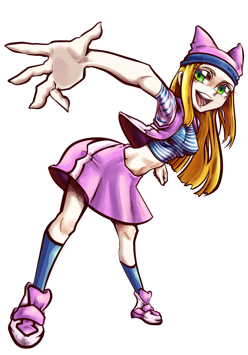 bad_tag blonde_hair digimon digimon_frontier green_eyes hat jacket long_hair orimoto_izumi pixiv_(7781532) tight_clothes white_background