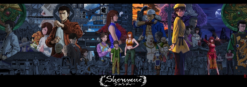 6+boys 6+girls absurdres aircraft airplane annotation_request architecture arms_behind_back bird breasts car chai_(shenmue) chen_gui_zhang chen_yao_wen china_dress chinese_clothes chinese_text city cityscape cleavage cloud cloudy_sky day dojo dou_niu dragon dress eagle east_asian_architecture eastern_dragon everyone fighting_stance flower forklift full_moon harasaki_nozomi hayata_ine hazuki_iwao hazuki_ryou helicopter highres hong_kong hong_xiu_ying japanese_clothes joy_(shenmue) lan_di ling_shen_hua logo mark_kimberly medium_breasts mihashi_gorou moon motor_vehicle mountainous_horizon multiple_boys multiple_girls ni_xian_weng niao_sun night night_sky partially_annotated phoenix photo_(object) raikou_(ff) ren_wu_ying sawano_mai sega shenmue shenmue_ii shenmue_iii simplified_chinese_text sky sunset sword tom_johnson tree very_wide_shot warehouse weapon xun_fang_mei yin_yang yorimitsu