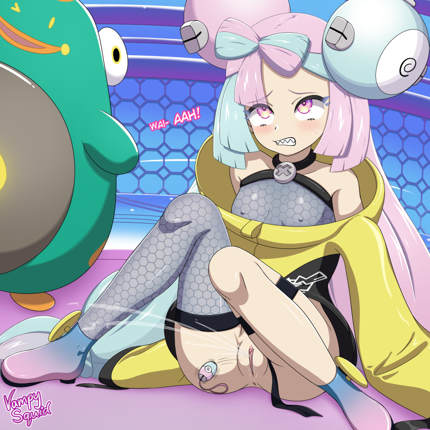 absurdres accidental_exposure bellibolt blue_hair bow clenched_teeth coat cum electric fell_down female_focus female_masturbation gen_1_pokemon gym_leader hair_bow hair_ornament hairclip highres iono_(pokemon) jacket leggings livestream long_hair long_sleeves magnemite masturbation multicolored_hair nintendo nipples object_insertion on_floor on_ground on_the_ground oversized_clothes pink_eyes pink_hair pokemon pokemon_sv pussy pussy_juice pussy_juice_drip sex_toy sharp_teeth shoes stream streamer striped teeth twintails vaginal vaginal_object_insertion vampy_squid vibrator