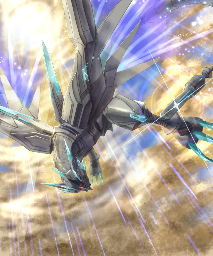 digimon dragon highres horns metallicdramon solo tail wings