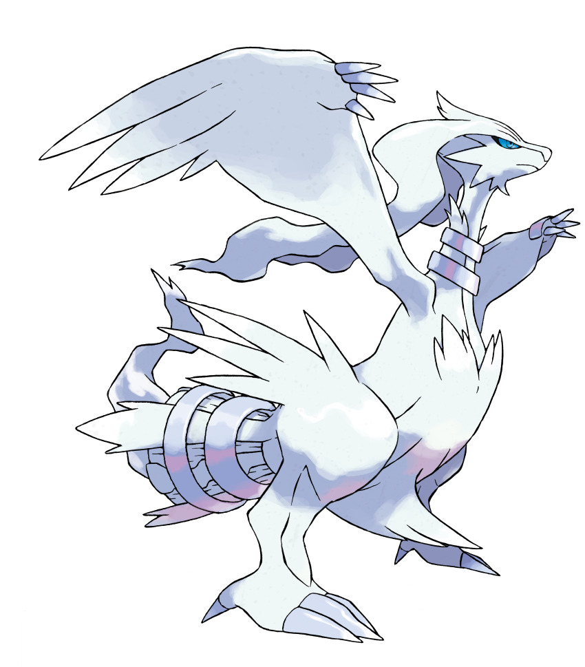 absurdres animal_focus artist_request blue_eyes blue_sclera claws closed_mouth colored_sclera full_body gen_5_pokemon highres legendary_pokemon nintendo no_humans official_art pokemon pokemon_(creature) pokemon_bw pokemon_focus reshiram solo third-party_source transparent_background white_fur