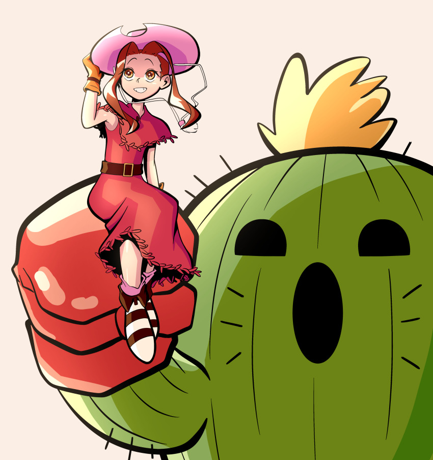 absurdres boxing_gloves brown_eyes brown_hair cactus digimon digimon_(creature) digimon_adventure highres long_hair plant spines tachikawa_mimi togemon