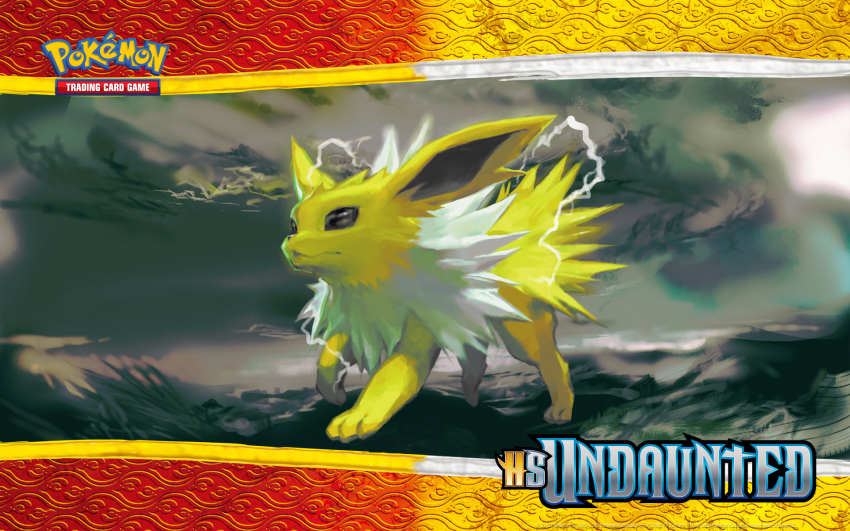 animal_focus archived_source artist_request check_artist closed_mouth company_name copyright_logo copyright_name copyright_notice electricity full_body gen_1_pokemon highres jolteon kawaguchi_youhei nintendo no_humans official_art official_wallpaper pokemon pokemon_(creature) pokemon_focus pokemon_tcg second-party_source solo