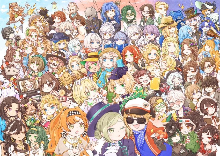 210_(reverse:1999) 37_(reverse:1999) 6+boys 6+girls 6+others 6_(reverse:1999) :o ;o a_knight_(reverse:1999) absurdres alien_t an-an_lee apple apple_(reverse:1999) arcana_(reverse:1999) ascot baby_blue balloon_party bette_(reverse:1999) bkornblume blonney blue_dress blue_neckerchief boater_hat brown_hair bunny_bunny_(reverse:1999) newsboy_cap centurion_(reverse:1999) charlie_(reverse:1999) checkered_hairband chibi click_(reverse:1999) coat constantine_(reverse:1999) cristallo crt darley_clatter diggers_(reverse:1999) dikke_(reverse:1999) dress druvis_iii eagle_(reverse:1999) enigma_(reverse:1999) erick_(reverse:1999) eternity_(reverse:1999) everyone flying_saucer food forget_me_not_(reverse:1999) fruit glasses grey_hair hairband hat highres horropedia jacket jessica_(reverse:1999) john_titor_(reverse:1999) kaalaa_baunaa kanjira la_source_(reverse:1999) leilani_(reverse:1999) lilya_(reverse:1999) long_hair manus_vindictae_soldier matilda_bouanich matilda_bouanich_(the_genius&#039;s_holiday) medicine_pocket melania_(reverse:1999) mesmer_jr. mondlicht_(reverse:1999) ms._moissan ms._newbabel ms._radio multiple_boys multiple_girls multiple_others neckerchief necrologist nick_bottom_(reverse:1999) oliver_fog one_eye_closed onikura_minori_(artist) onion_(reverse:1999) orange_hair outstretched_arm outstretched_hand pavia_(reverse:1999) pickles_(reverse:1999) polka_dot_neckerchief poltergeist_(reverse:1999) purple_coat purple_hat rabies_(reverse:1999) radio red_jacket regulus_(reverse:1999) reverse:1999 satellite satsuki_(reverse:1999) schneider_(reverse:1999) shamane short_hair sonetto_(reverse:1999) sophia_(reverse:1999) sotheby spacecraft sputnik sputnik_(reverse:1999) sunglasses sweetheart_(reverse:1999) television tennant_(reverse:1999) tennant_(roaming_in_delhi)_(reverse:1999) the_fool_(reverse:1999) tooth_fairy_(reverse:1999) ttt_(reverse:1999) twins_sleep ufo vertin_(reverse:1999) voyager_(reverse:1999) white_ascot white_dress x_(reverse:1999) z_(reverse:1999) zima_(reverse:1999)