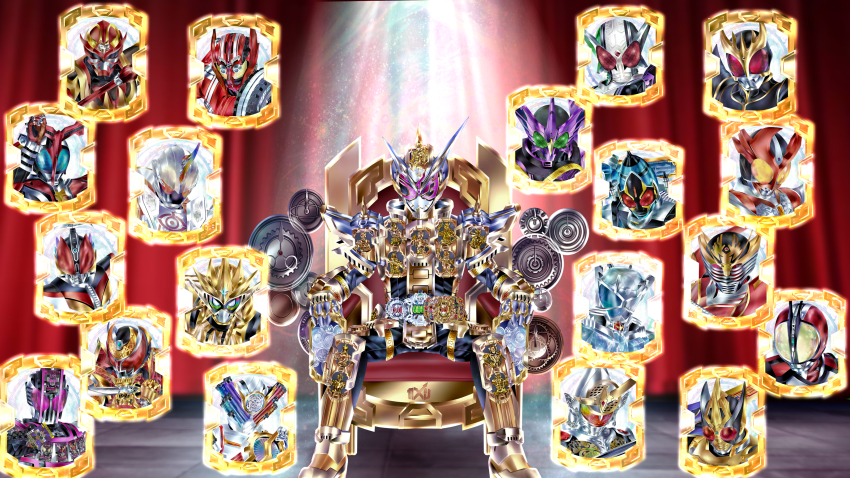 absurdres gold_trim highres kamen_rider kamen_rider_555 kamen_rider_agito kamen_rider_agito_(series) kamen_rider_blade kamen_rider_blade_(series) kamen_rider_build kamen_rider_build_(series) kamen_rider_dcd kamen_rider_decade kamen_rider_den-o kamen_rider_den-o_(series) kamen_rider_double kamen_rider_drive kamen_rider_drive_(series) kamen_rider_ex-aid kamen_rider_ex-aid_(series) kamen_rider_faiz kamen_rider_fourze kamen_rider_fourze_(series) kamen_rider_gaim kamen_rider_gaim_(series) kamen_rider_ghost kamen_rider_ghost_(series) kamen_rider_hibiki kamen_rider_hibiki_(series) kamen_rider_kabuto kamen_rider_kabuto_(series) kamen_rider_kiva kamen_rider_kiva_(series) kamen_rider_kuuga kamen_rider_kuuga_(series) kamen_rider_ooo kamen_rider_ooo_(series) kamen_rider_ryuki kamen_rider_ryuki_(series) kamen_rider_w kamen_rider_wizard kamen_rider_wizard_(series) kamen_rider_zi-o kamen_rider_zi-o_(series) kuzurx male_focus putotyra_(ooo_combo) sitting