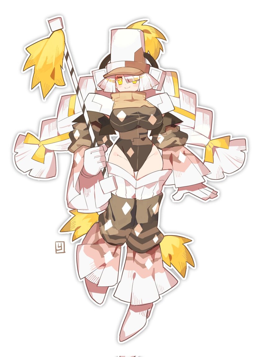 1girl breasts garganacl hat highres large_breasts leg_warmers leotard nintendo pokemon white_hair yasubaru yellow_eyes