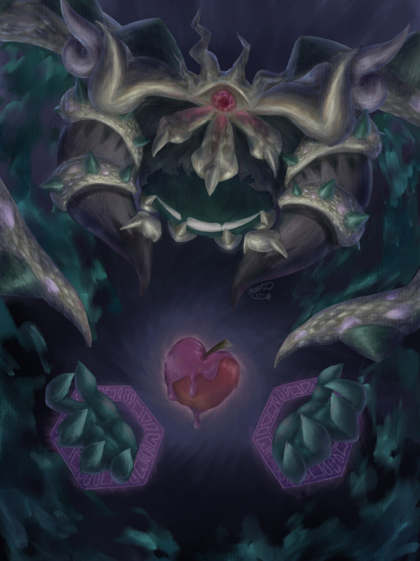 apple crown food fruit highres horns kirby&#039;s_return_to_dream_land_deluxe kirby_(series) kminatsu_(ycvg2887) magolor magolor_soul master_crown nintendo no_humans rayman_limbs solo